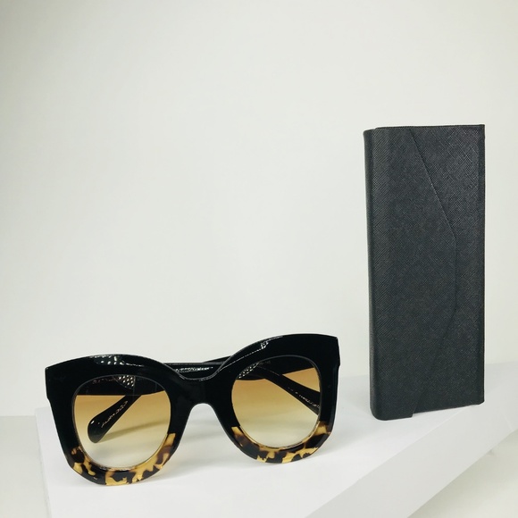Square Cat Eye Sunglasses Blk/Torti - Picture 4 of 8